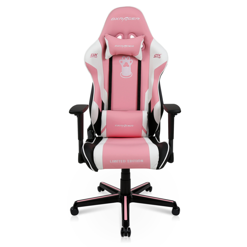 DXRacer Pink Paw Print Conventional Gaming Chair Cute