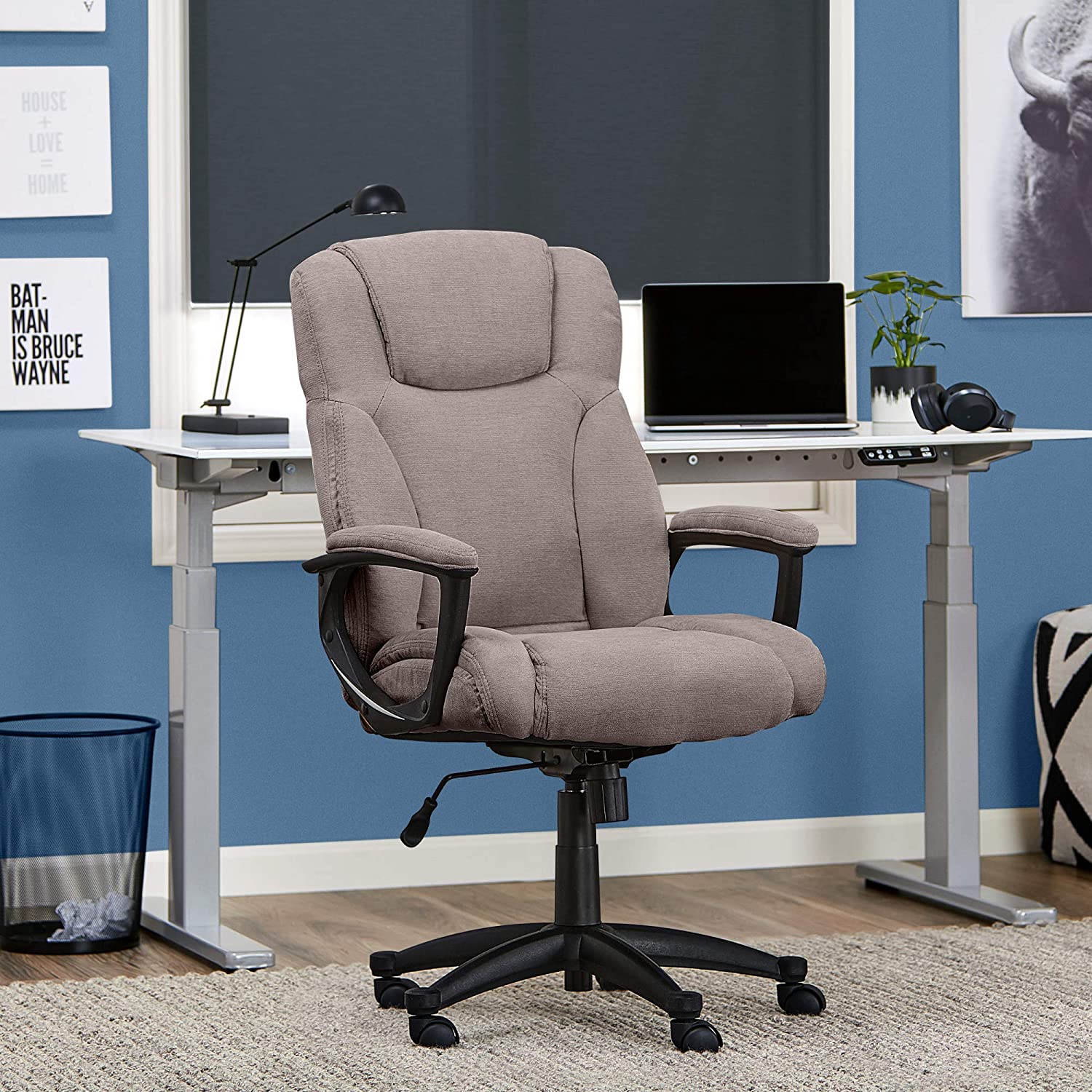 Serta Executive High Back Office Chair with Lumbar Support, Gray - Cute