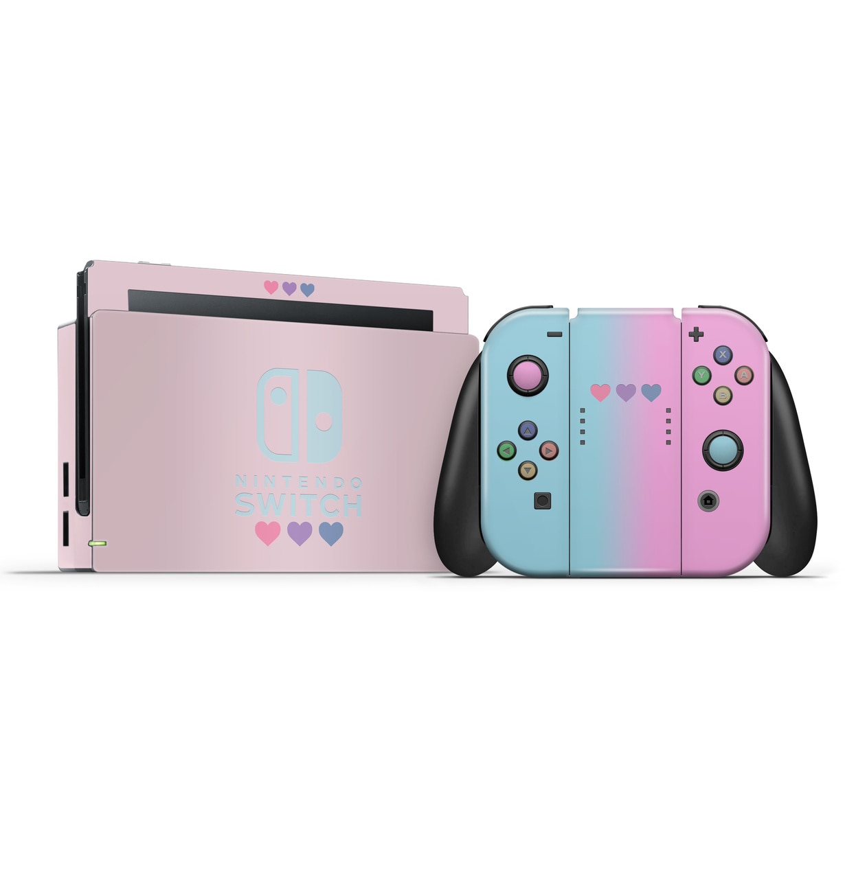 Pastel Pink & Blue Hearts Switch Skin